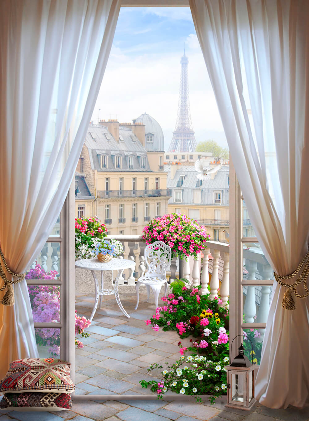 Балкон в Париже (ширина: 2000 мм, высота: 2800 мм, количество полос: 2)