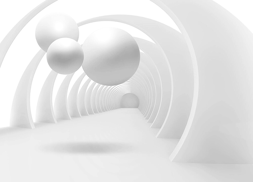 Белые шары 3Д 2 (ширина: 4000 мм, высота: 2800 мм, количество полос: 4)