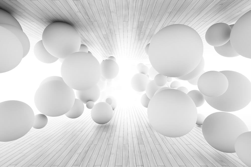 Белые шары 3Д (ширина: 4000 мм, высота: 2800 мм, количество полос: 4)