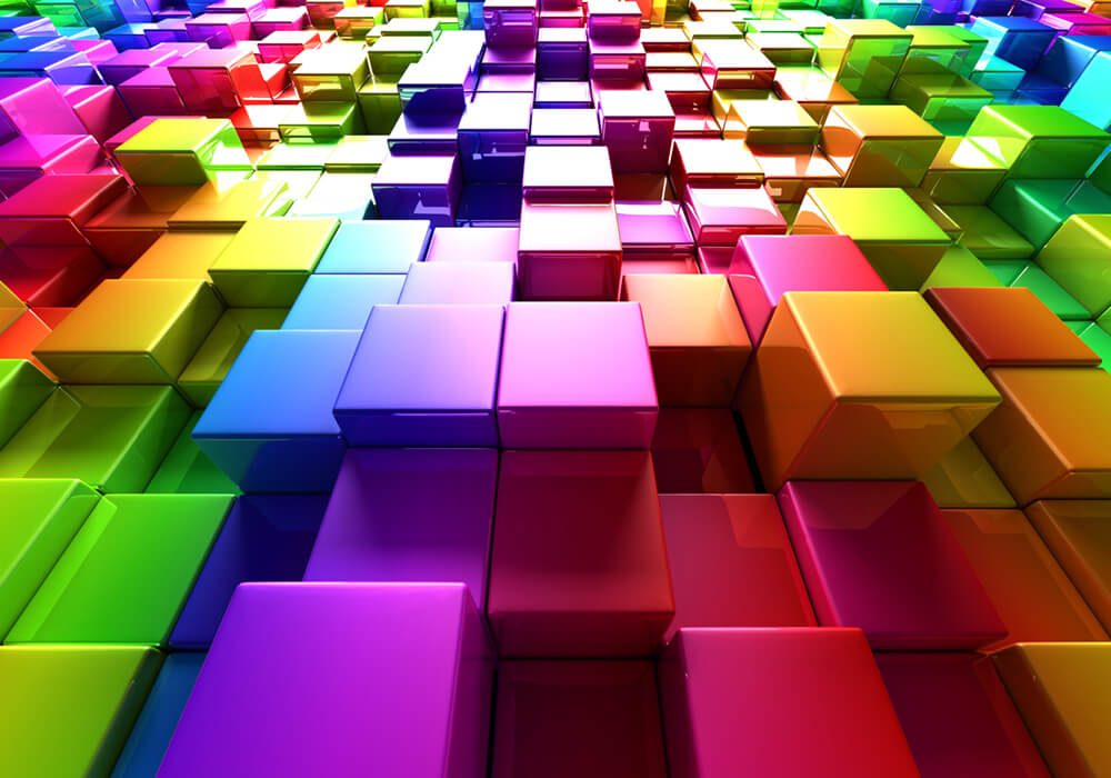 Цветные кубики (ширина: 4000 мм, высота: 2800 мм, количество полос: 4)