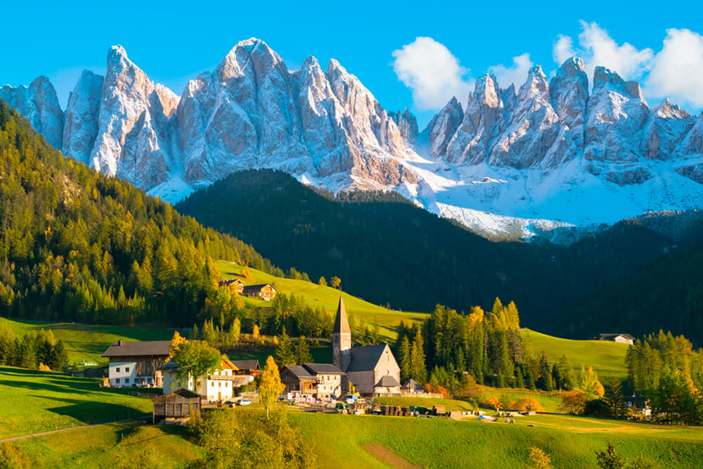 Деревня в Альпах (ширина: 4000 мм, высота: 2800 мм, количество полос: 4)