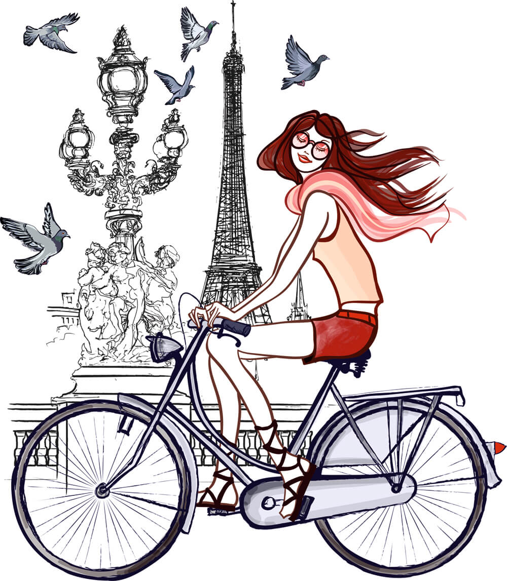 Девушка на велосипеде (ширина: 2000 мм, высота: 2800 мм, количество полос: 2)