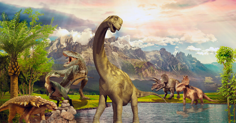 Динозавры 2 (ширина: 5000 мм, высота: 2800 мм, количество полос: 5)