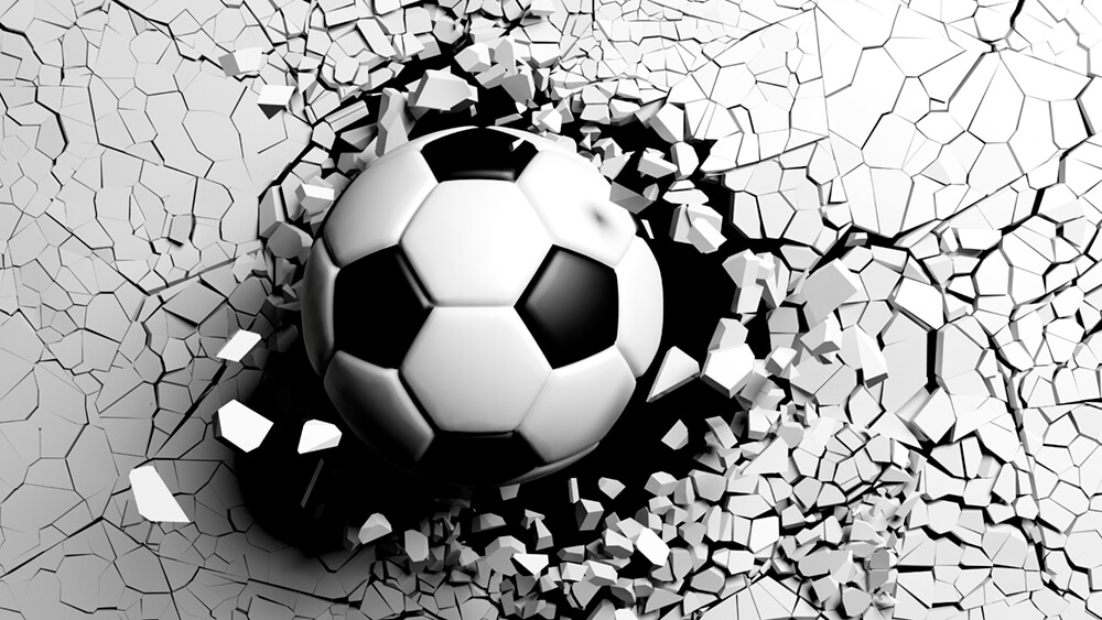Футбольный мяч 3д в стене (ширина: 4000 мм, высота: 2800 мм, количество полос: 4)