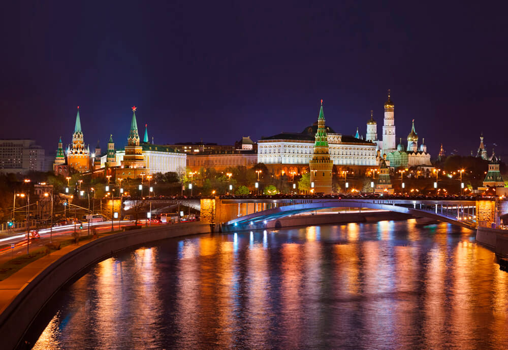 Кремль ночью (ширина: 4000 мм, высота: 2800 мм, количество полос: 4)