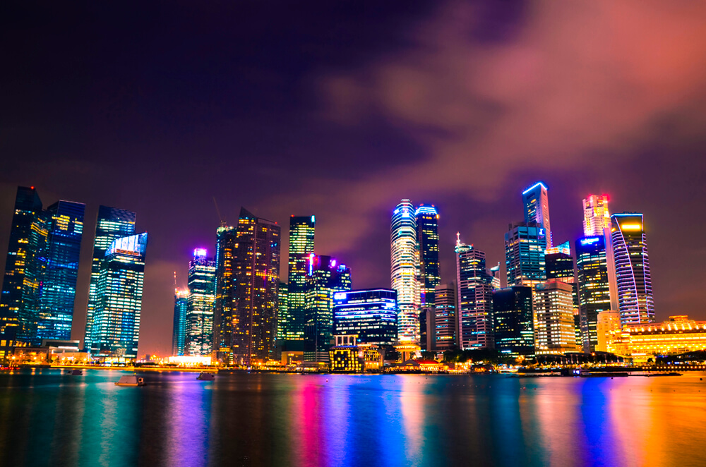 Ночь в Сингапуре (ширина: 4000 мм, высота: 2800 мм, количество полос: 4)