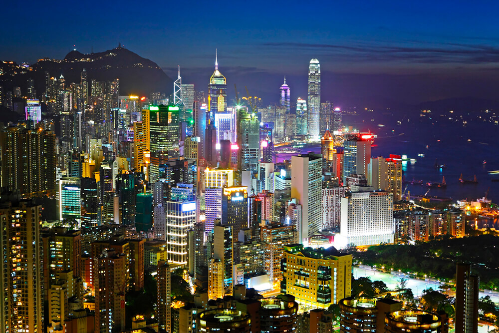 Ночной Гонконг (ширина: 4000 мм, высота: 2800 мм, количество полос: 4)