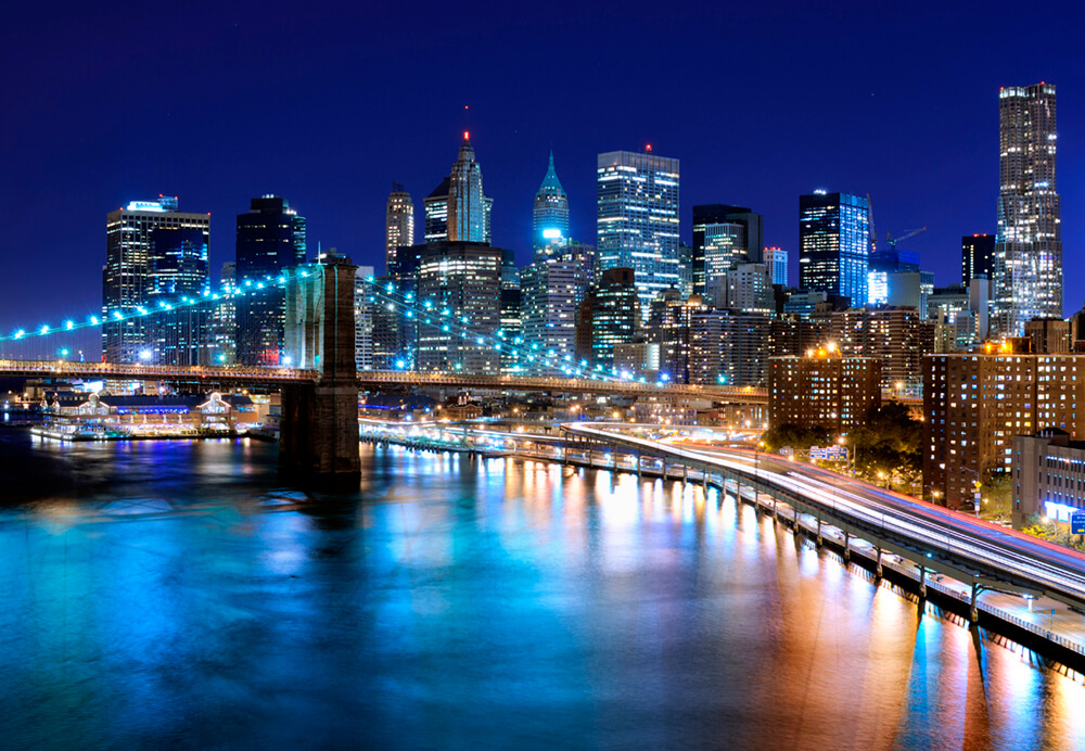 Ночные огни Нью-Йорка (ширина: 4000 мм, высота: 2800 мм, количество полос: 4)