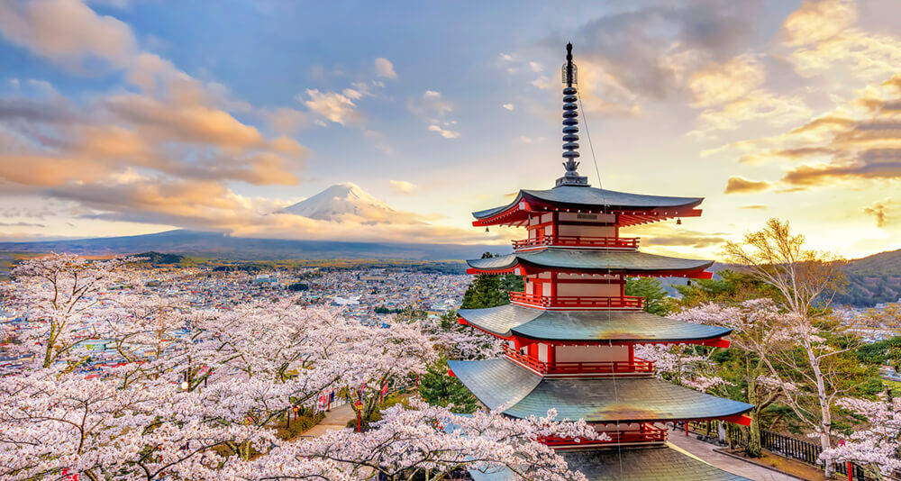 Пагода в Японии (ширина: 4000 мм, высота: 2800 мм, количество полос: 4)