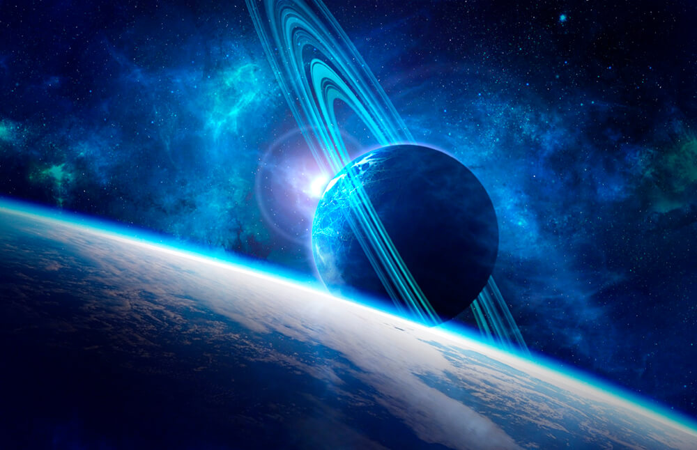 Синий Сатурн (ширина: 4000 мм, высота: 2800 мм, количество полос: 4)