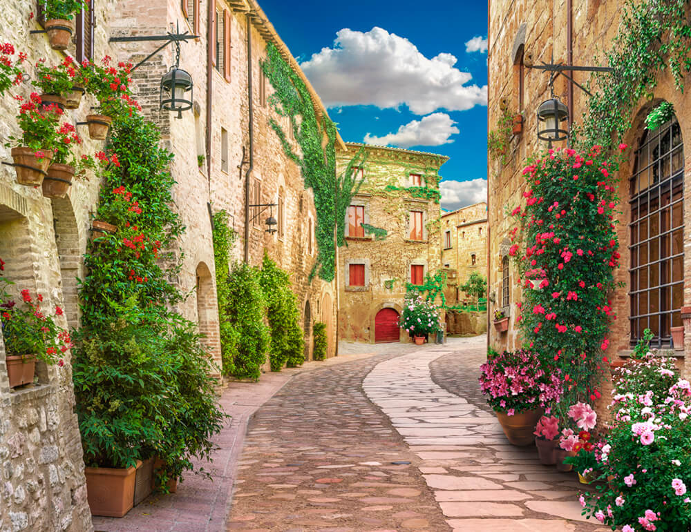 Старая улица в Италии (ширина: 4000 мм, высота: 2800 мм, количество полос: 4)