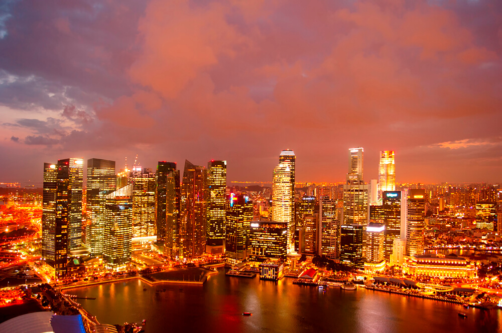Сумерки в Сингапуре (ширина: 4000 мм, высота: 2800 мм, количество полос: 4)
