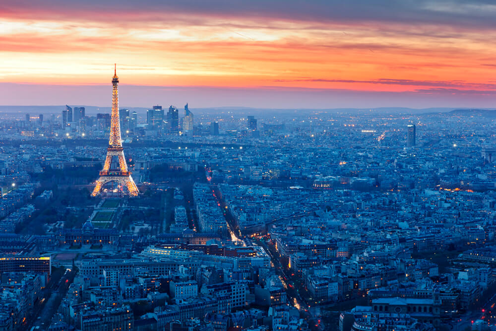 Закат в Париже (ширина: 4000 мм, высота: 2800 мм, количество полос: 4)